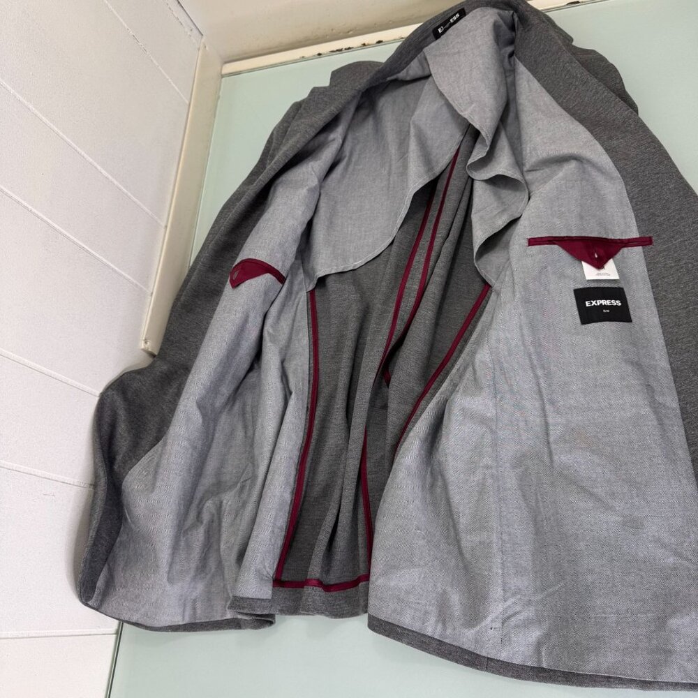 Express Blazer Jacket 48R Slim Semi Unstructured Soft Heather Gray Preppy Career
